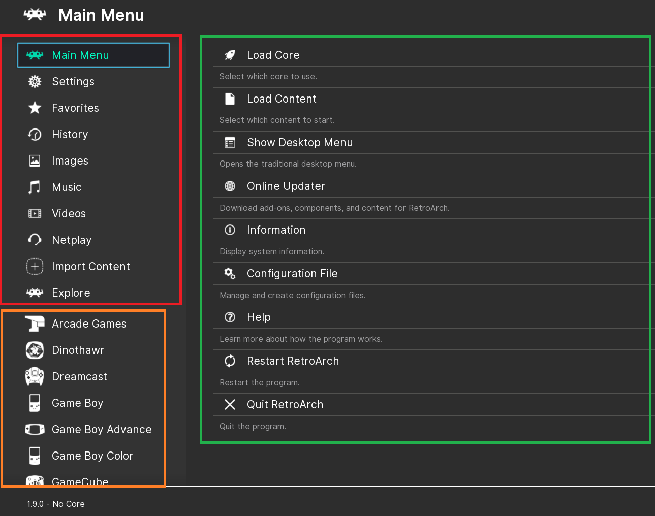 Menu Structure